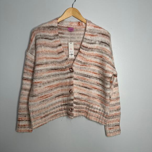 Mi‎ Ami Women’s Jacquelyn Front Button Pink Space Dye Cardigan Size XS NWT - Picture 3 of 9